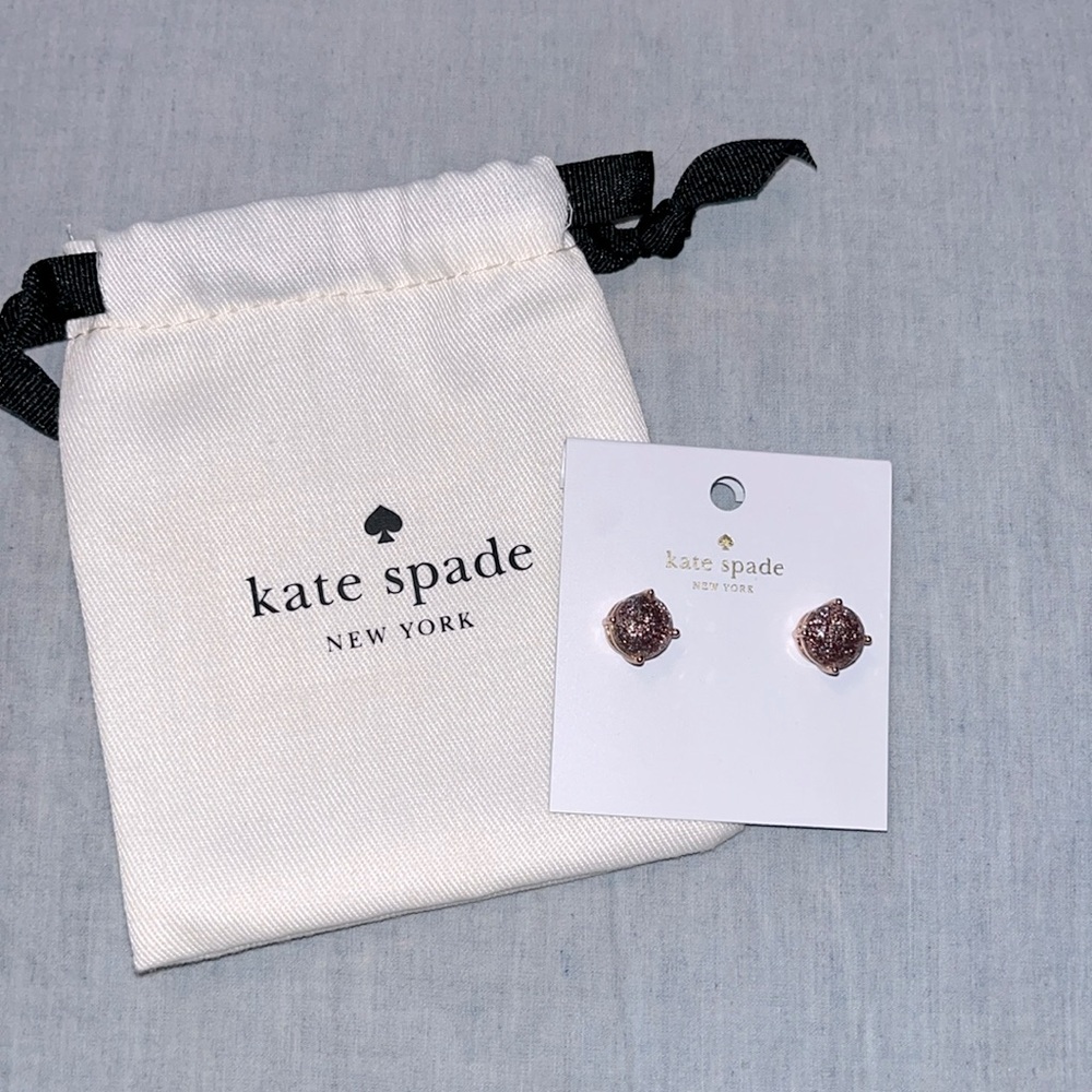 Kate Spade rose gold glitter studs